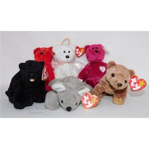 Ty Beanie Babies Colorful Bear Collection-Lot of 6 w/Tags-Original Retired 96-01
